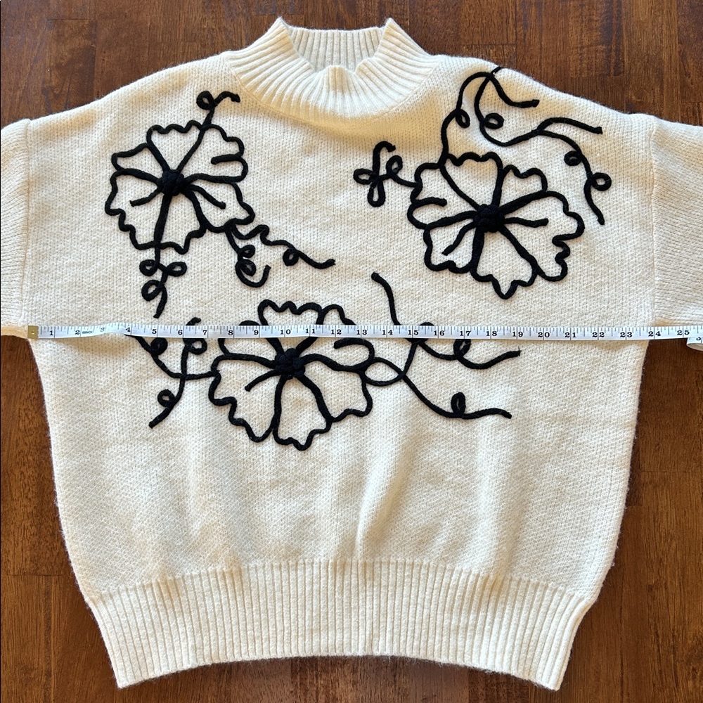 Gilli cream sweater floral bold design bishop cottagecore whimsy Garden size L - Picture 4 of 11